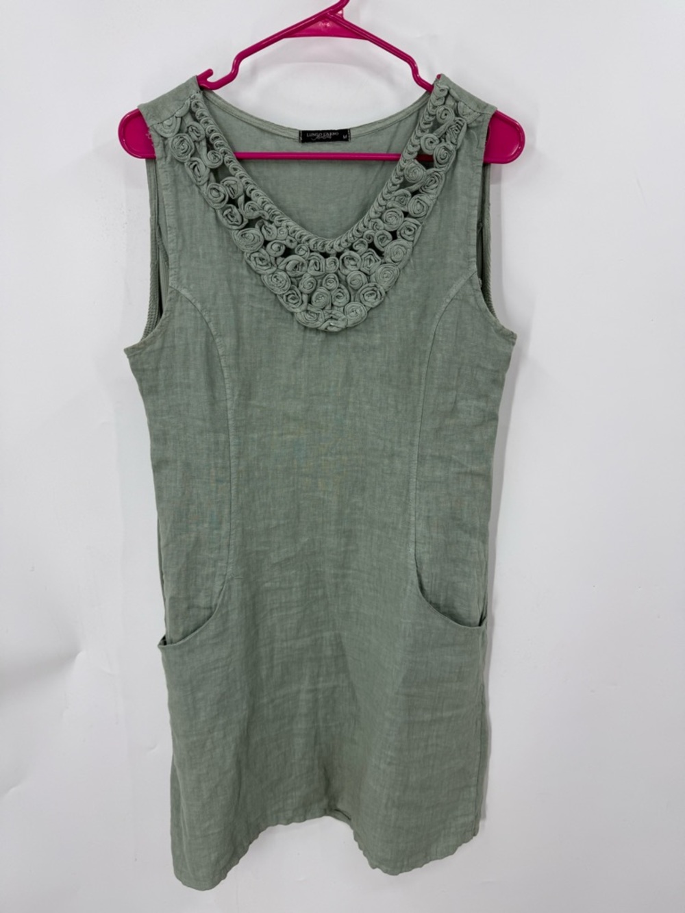 Lungo L'Arno lightweight woven Italian linen fabric. linen Lagen look dress, M